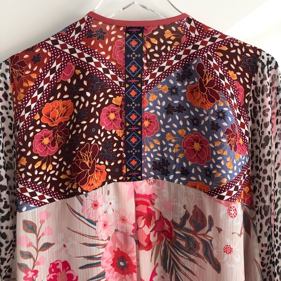 VINCENTE Embroidered Floral Kimono Duster Cardigan S/M - Picture 8 of 13